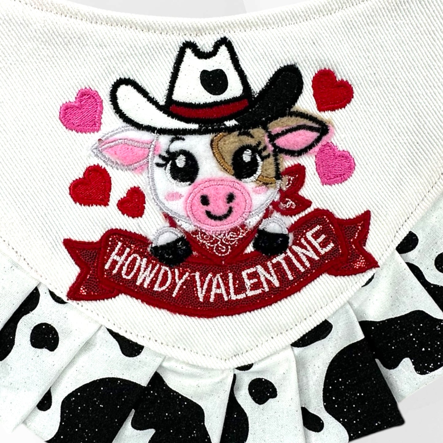 Howdy Valentine Dog Bandanna - Luxury Handmade Appliqué Valentine Bandanna