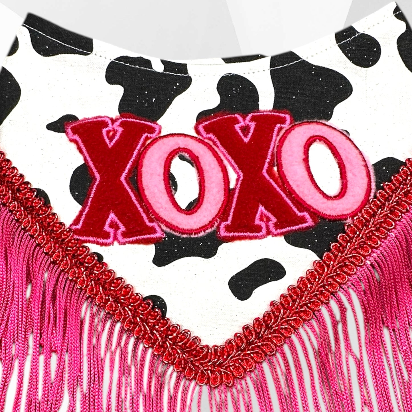 Howdy Valentine XOXO Dog Bandanna - Luxury Handmade Appliqué with Fringe