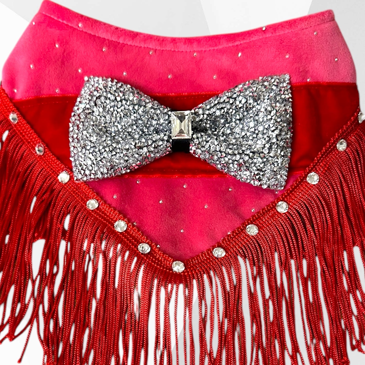 Luxury Velour Valentine Dog Bandanna - Handmade Rhinestone Bow or Bowtie Design