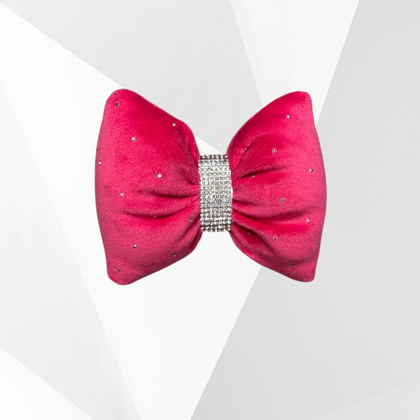Velour Valentine Dog Bow with Rhinestone Center- Handmade Luxury Accessory