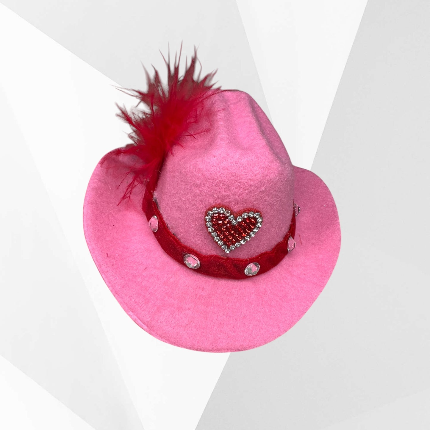 Valentine’s Day Rhinestone Dog Cowboy Hat - Handcrafted Luxury Design