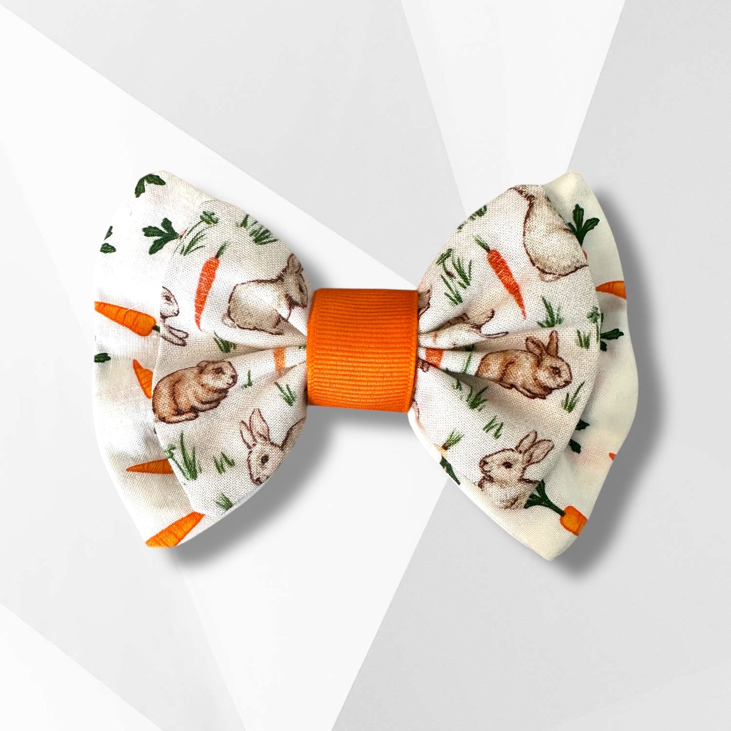 Luxury Easter Bunny & Carrot Dog Hair Bow – Handmade Spring Bowtie for Stylish Pups