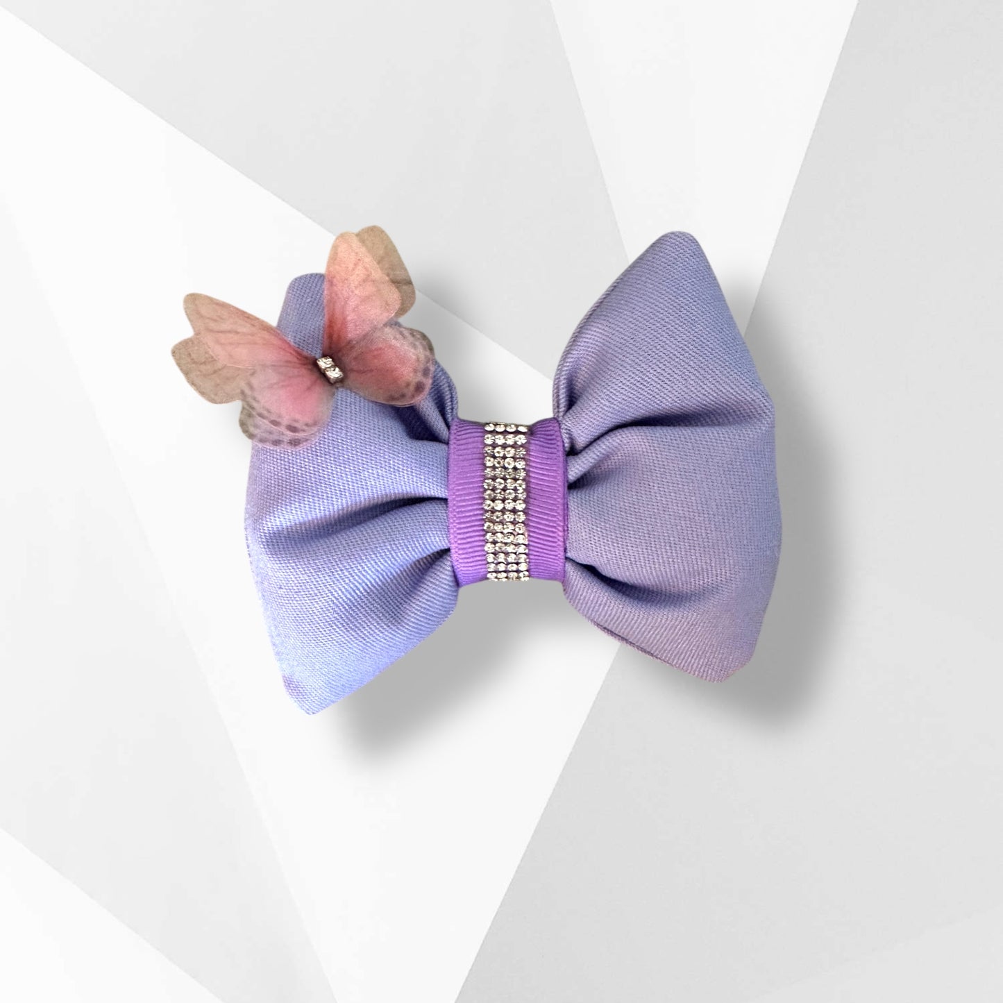 Luxury Spring Butterfly Dog Hair Bow – Handmade Elegant Bow with Crystal & Organza Butterfly