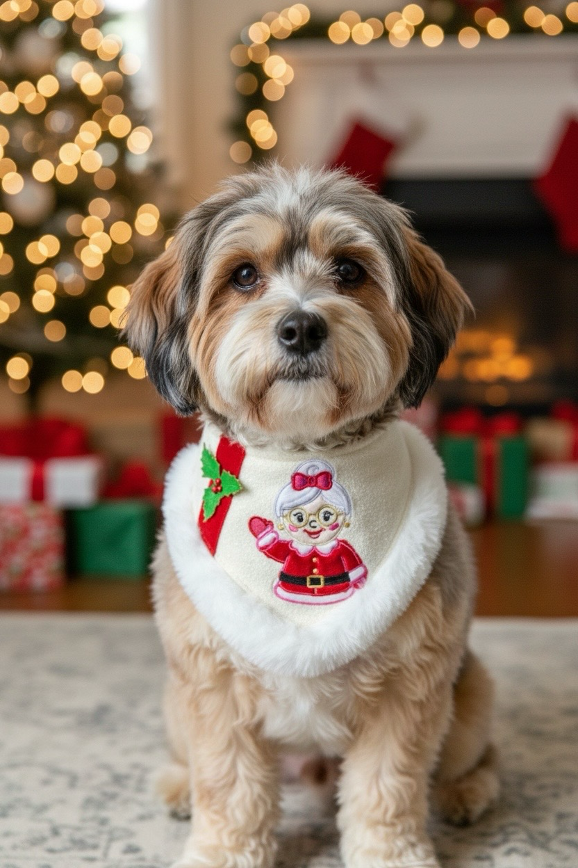 Mrs. Claus Luxe Appliqué Bandanna