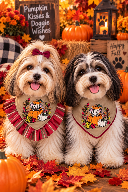 Pumpkin Patch Mouse Reversible Fall Dog Bandanna