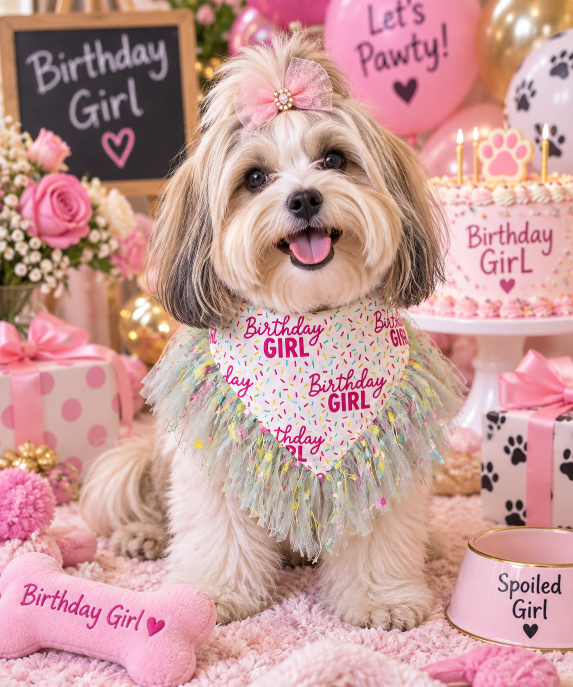 It’s My Barkday! Embroidered Couture Dog Bandanna