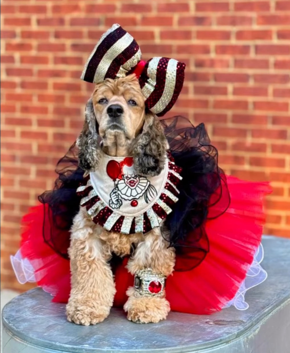 Pennywise Inspired Dog Bandanna - Handmade Couture Halloween Dog Accessory