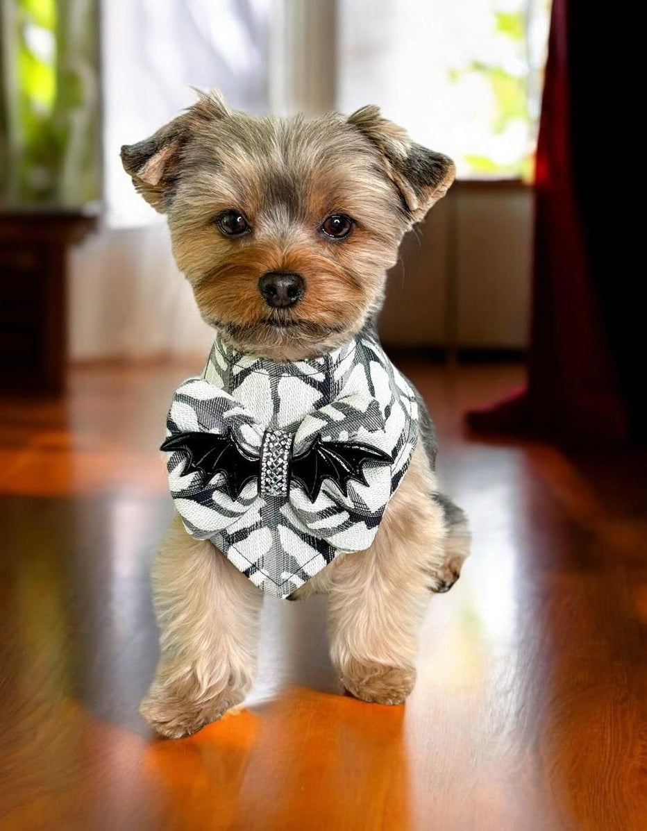 Bat Wing Dog Bandanna - Handmade Couture Halloween Dog Accessory