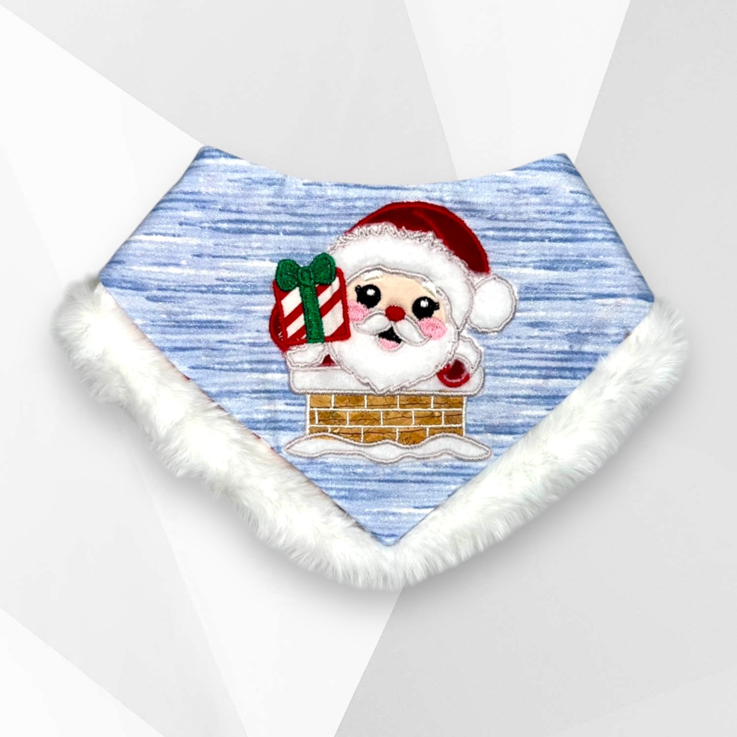 Santa’s Surprise Dog Bandanna – Handmade Christmas Appliqué Dog Accessory