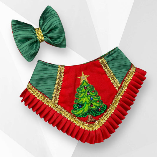 Appliqué Christmas Tree Dog Bandanna – Festive Handmade Accessory