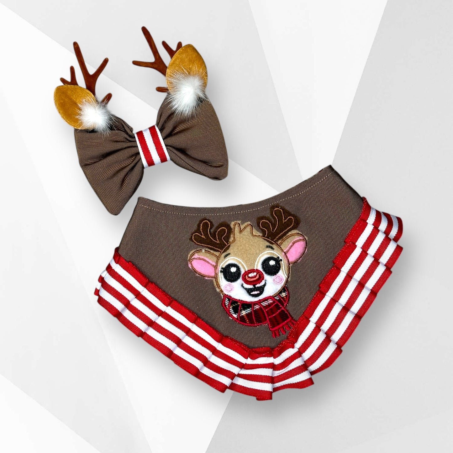 Rudolph the Red-Nosed Reindeer Dog Bandanna – Appliqué Christmas Dog Accessory