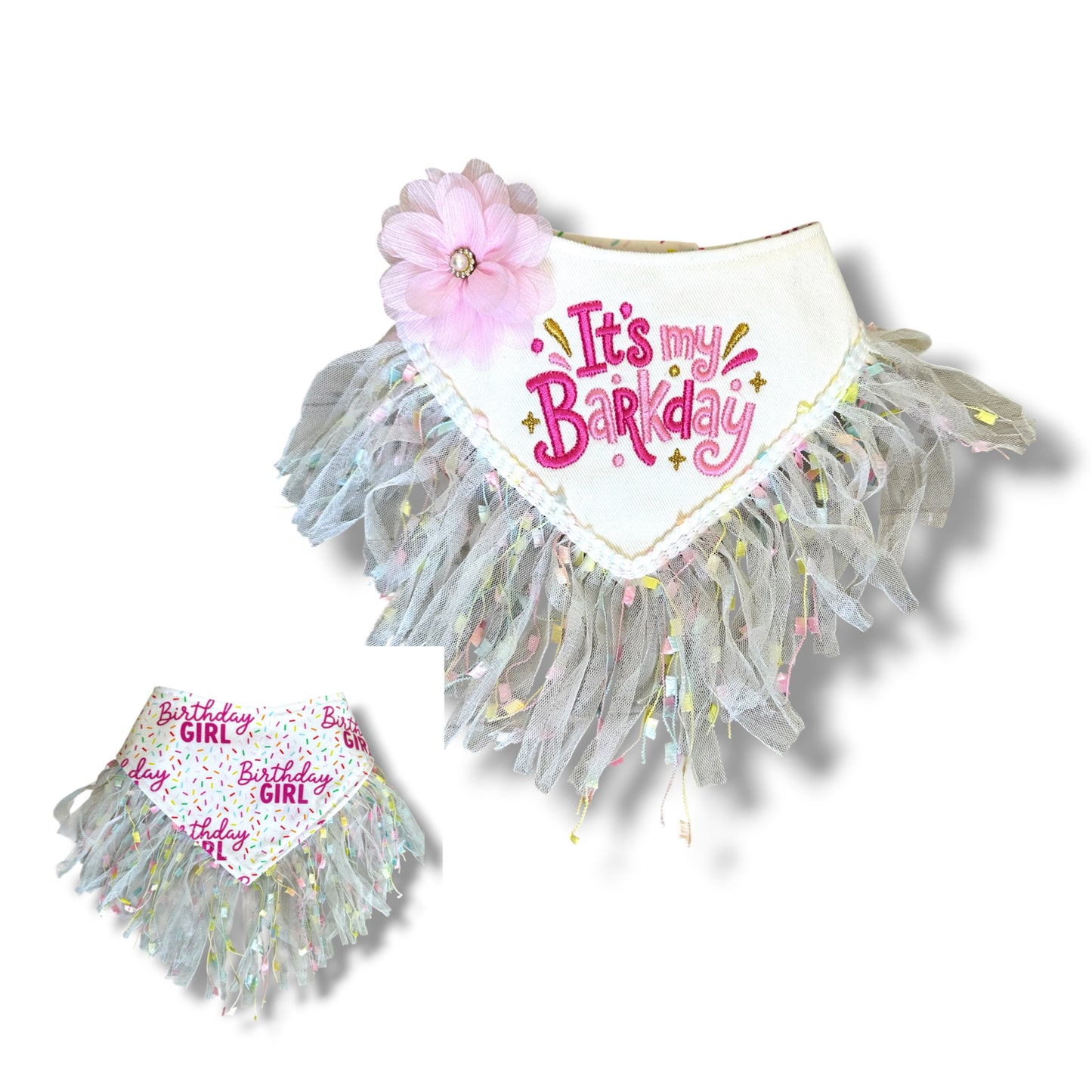 It’s My Barkday! Embroidered Couture Dog Bandanna