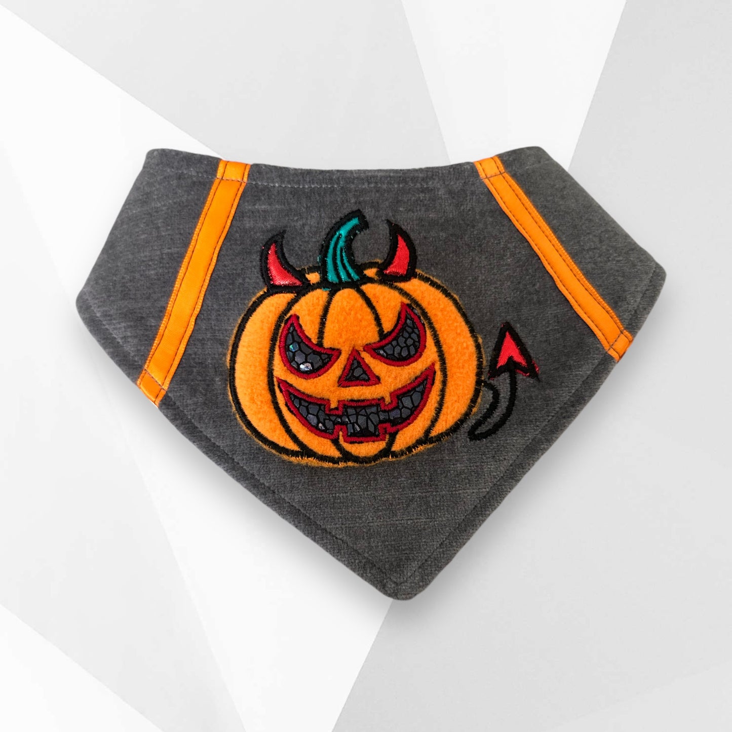 Pumpkin Devil Dog Bandanna - Handmade Couture Halloween Dog Accessory