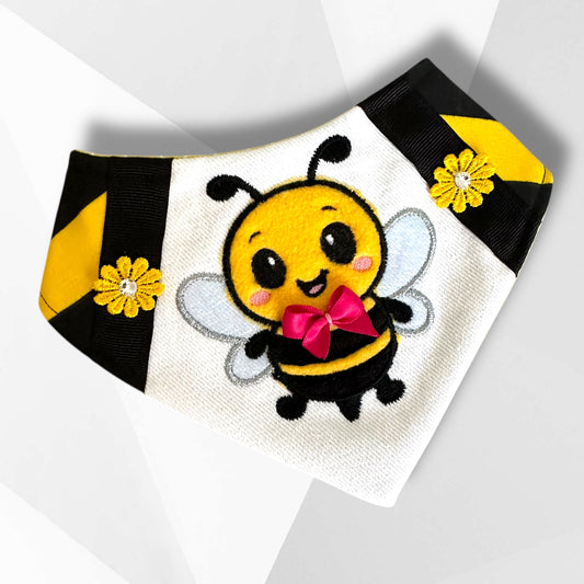 Honeybee Dog Bandanna – Handmade Appliqué Bee Dog Bandana for Boys & Girls | Luxury Couture Dog Accessory