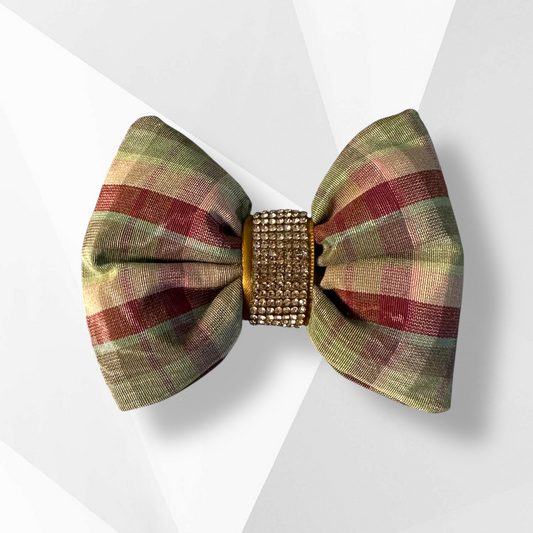 Fall Dog Hair Bow – Couture Puffy Plaid Design