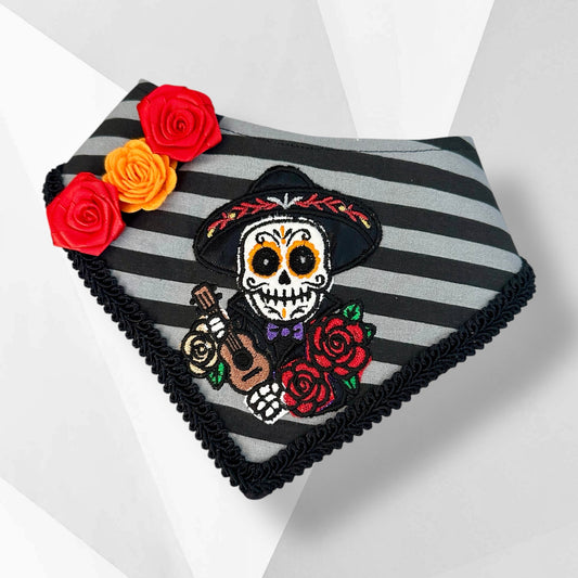 Luxury Handmade Día de los Muertos Dog Bandana – Couture Halloween Dog Accessory