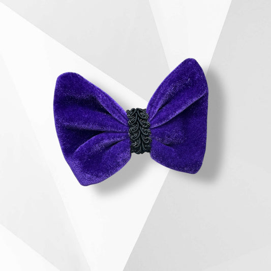 Luxury Handmade Purple Velvet Dog Hair Bow – Couture Halloween Dog Accessory