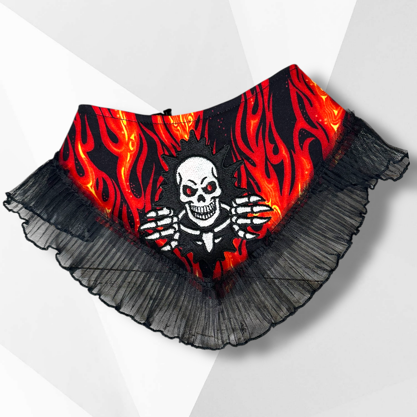 Luxury Handmade Glow-in-the-Dark Skeleton Dog Bandana – Couture Halloween Dog Accessory with Flame Design (Copy)
