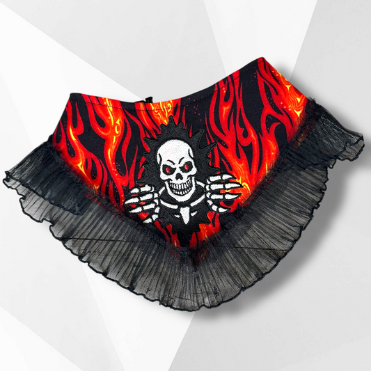 Luxury Handmade Glow-in-the-Dark Skeleton Dog Bandana – Couture Halloween Dog Accessory with Flame Design (Copy)