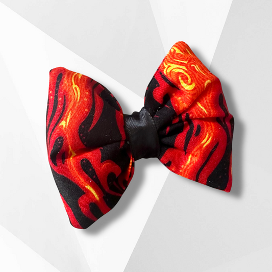 Luxury Handmade Flame Dog Hair Bow – Couture Halloween Dog Accessory