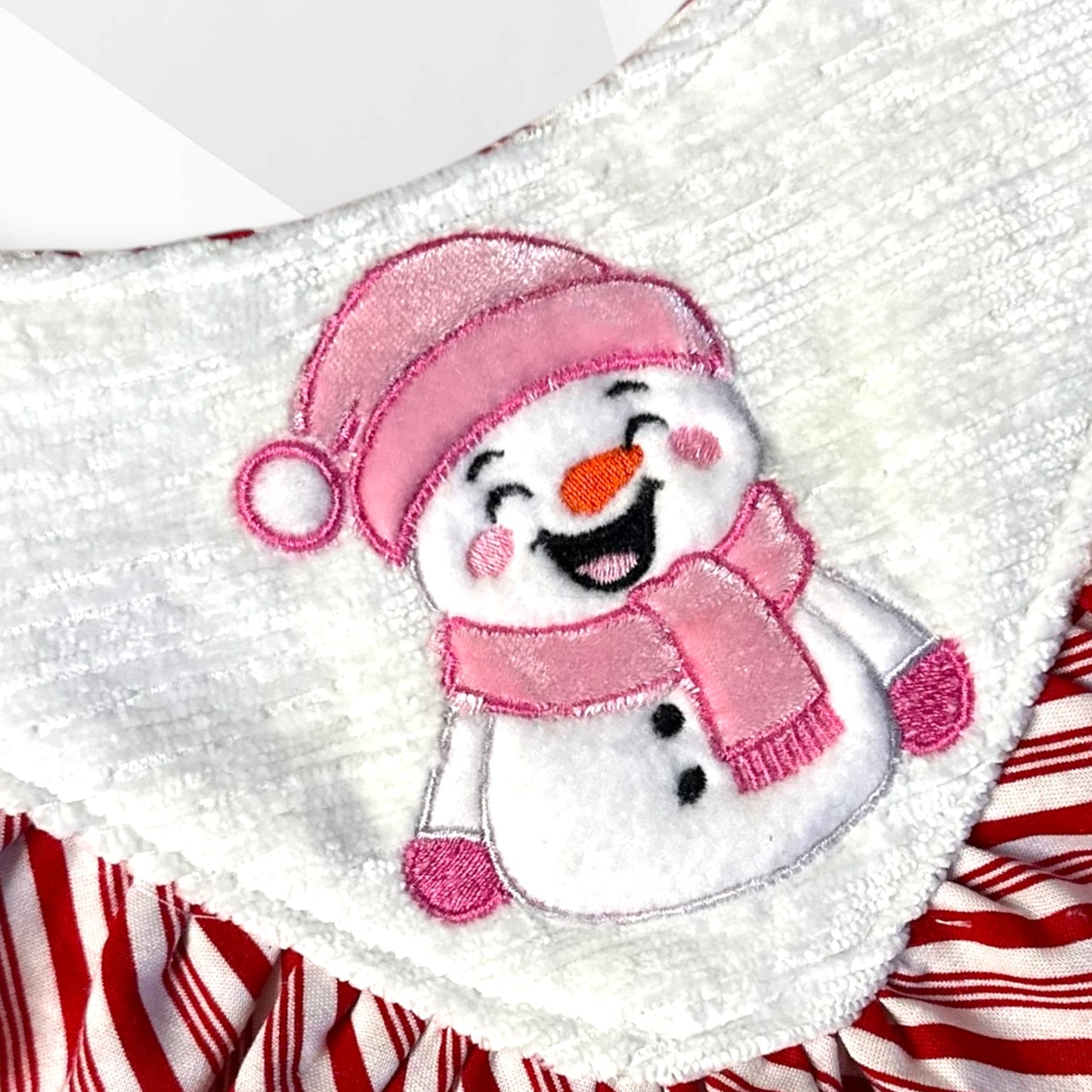 Luxury Snowman Appliqué Dog Bandanna – Pink Ruffle (Girls) & Blue Piping (Boys) Holiday Couture