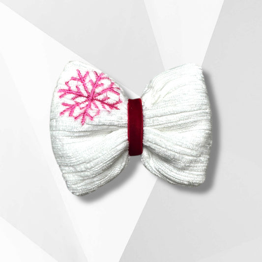 Snowflake Embroidery Hair Bow / Bowtie