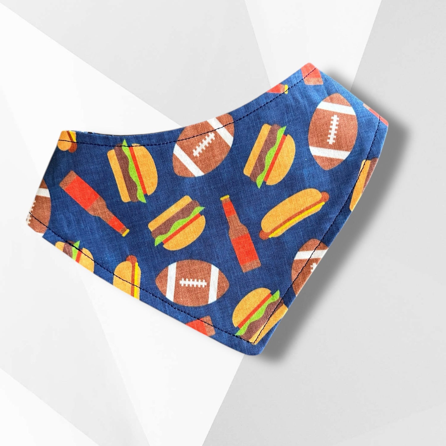 Game Day Eats / Colorful Paw Prints Reversible Cotton Dog Bandana