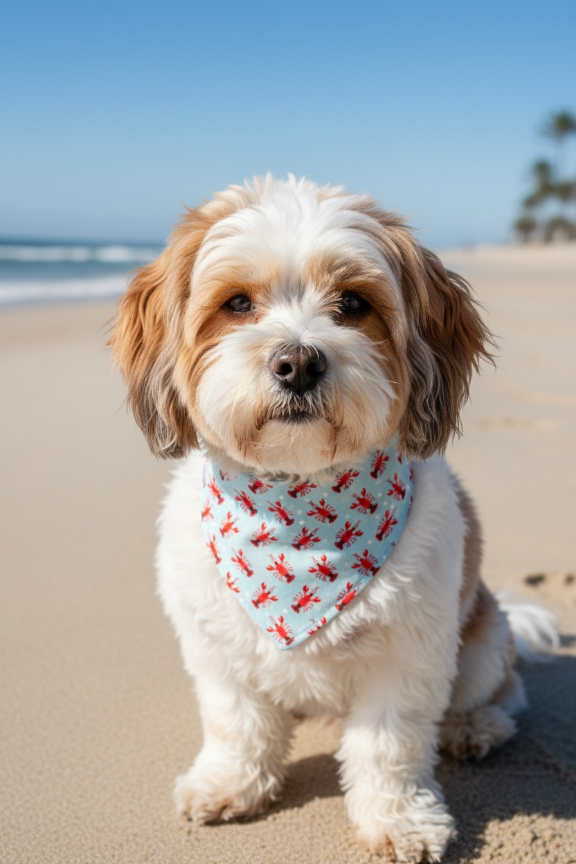 Lobsters / Nautical Icons Reversible Cotton Dog Bandana