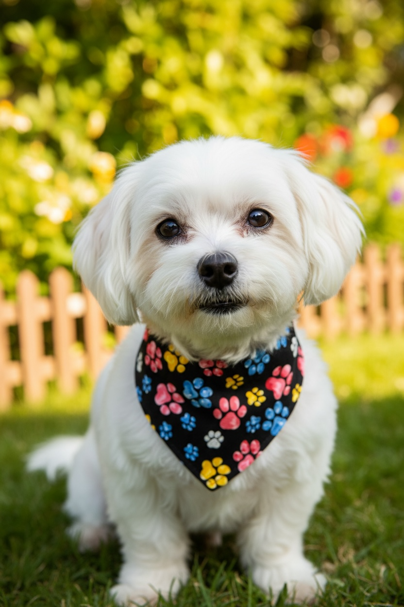 Game Day Eats / Colorful Paw Prints Reversible Cotton Dog Bandana