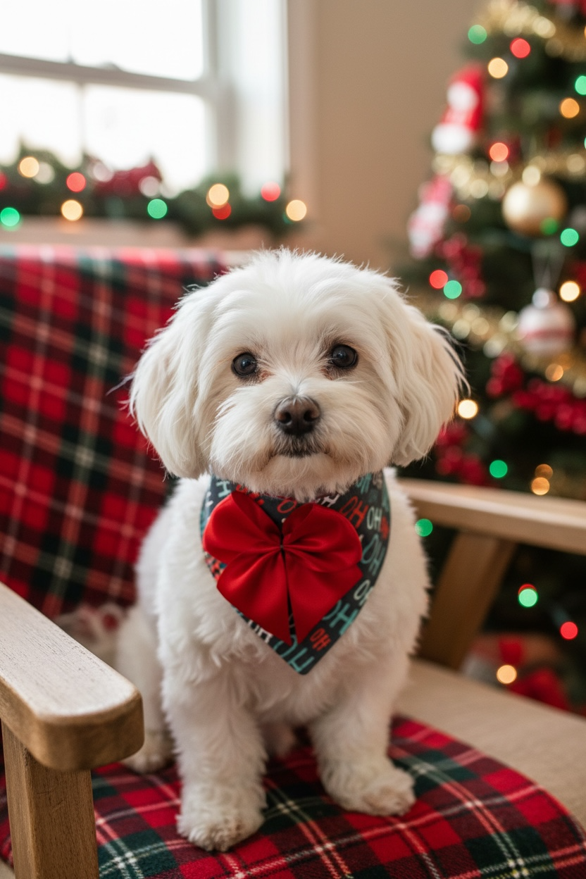 Ho Ho Ho Cotton Dog Bandana with Optional Satin Bow