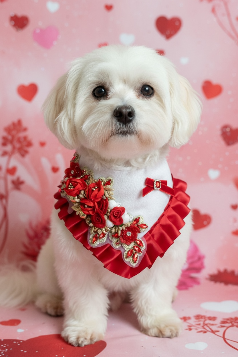 Ruby Rose Valentine Couture Dog Bandanna / Luxury Handmade Valentine Dog Bandana