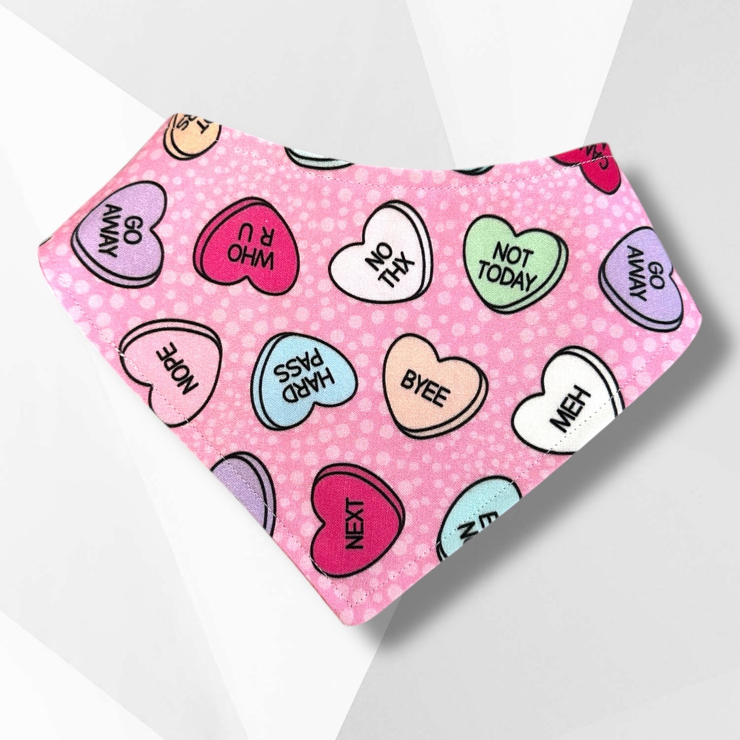 Reversible Valentine Dog Bandanna – Be Mine Seal & Anti-Valentine Candy Hearts