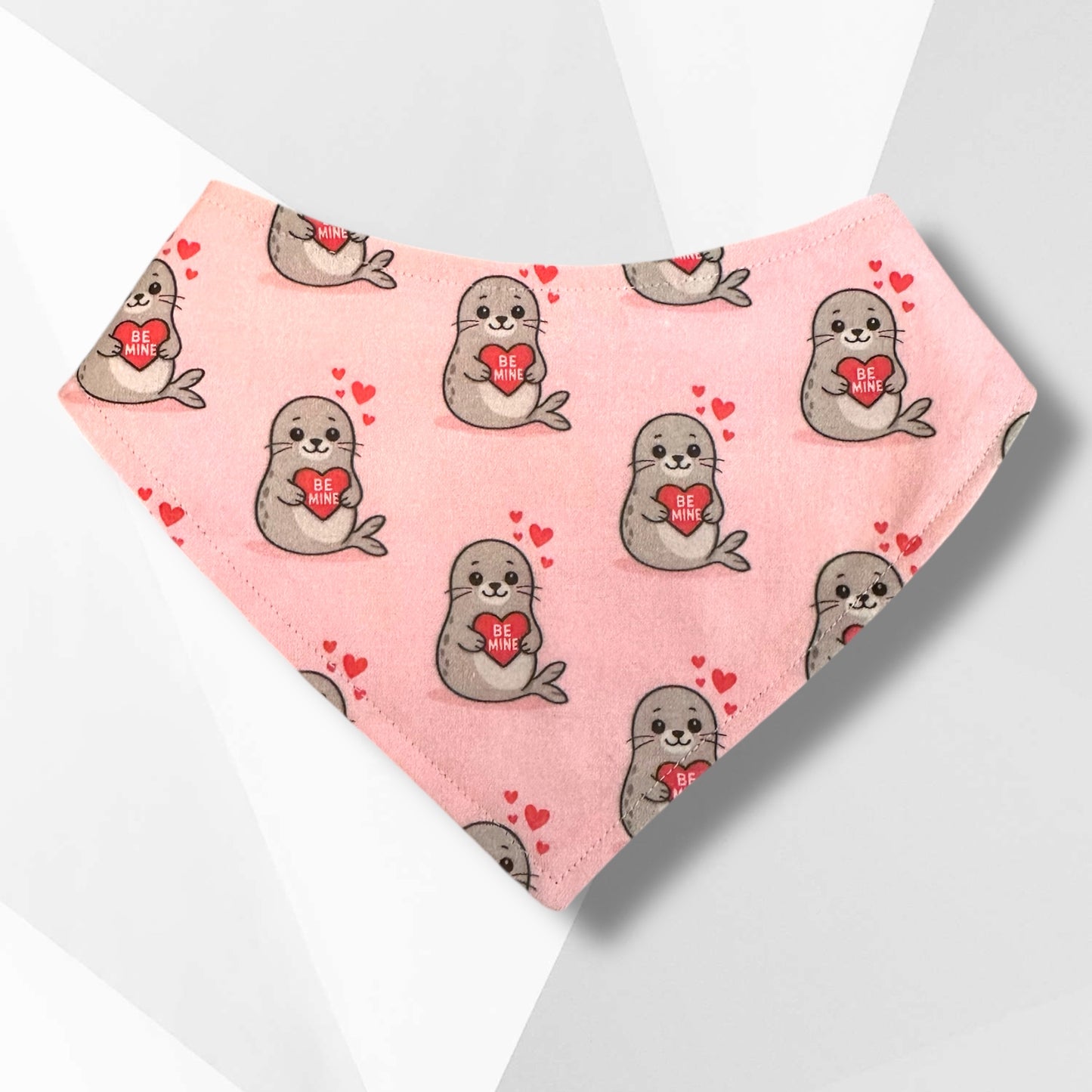 Reversible Valentine Dog Bandanna – Be Mine Seal & Anti-Valentine Candy Hearts