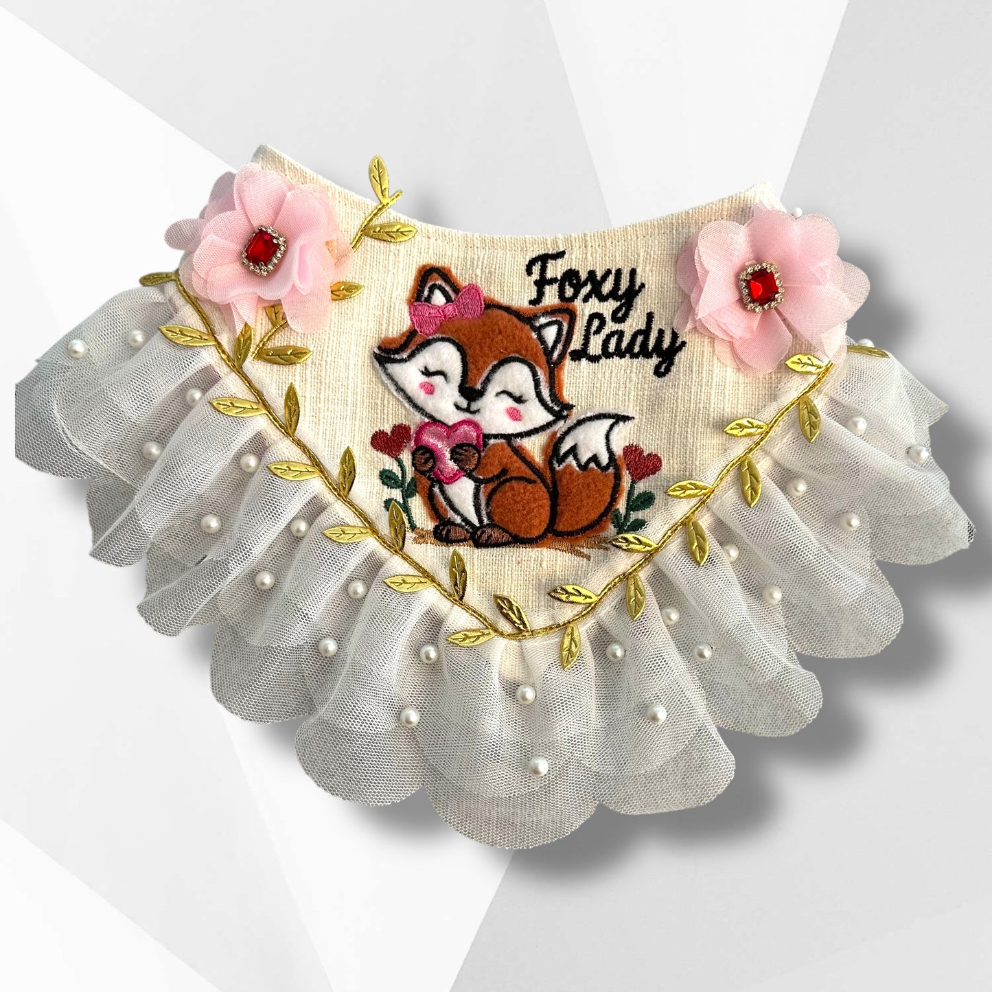 Foxy Lady Dog Bandanna / Luxury Valentine Appliqué Dog Bandanna