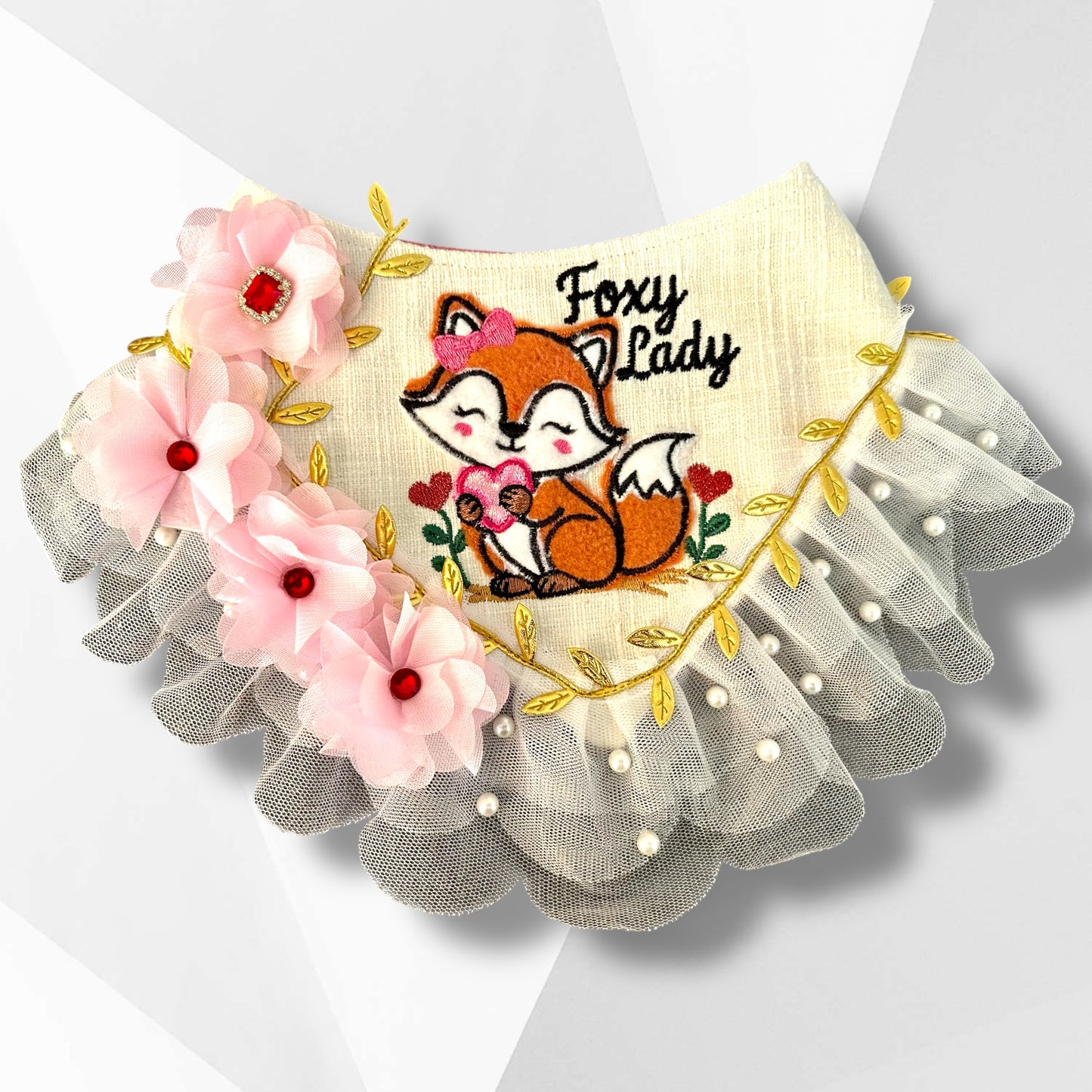 Foxy Lady Dog Bandanna / Luxury Valentine Appliqué Dog Bandanna