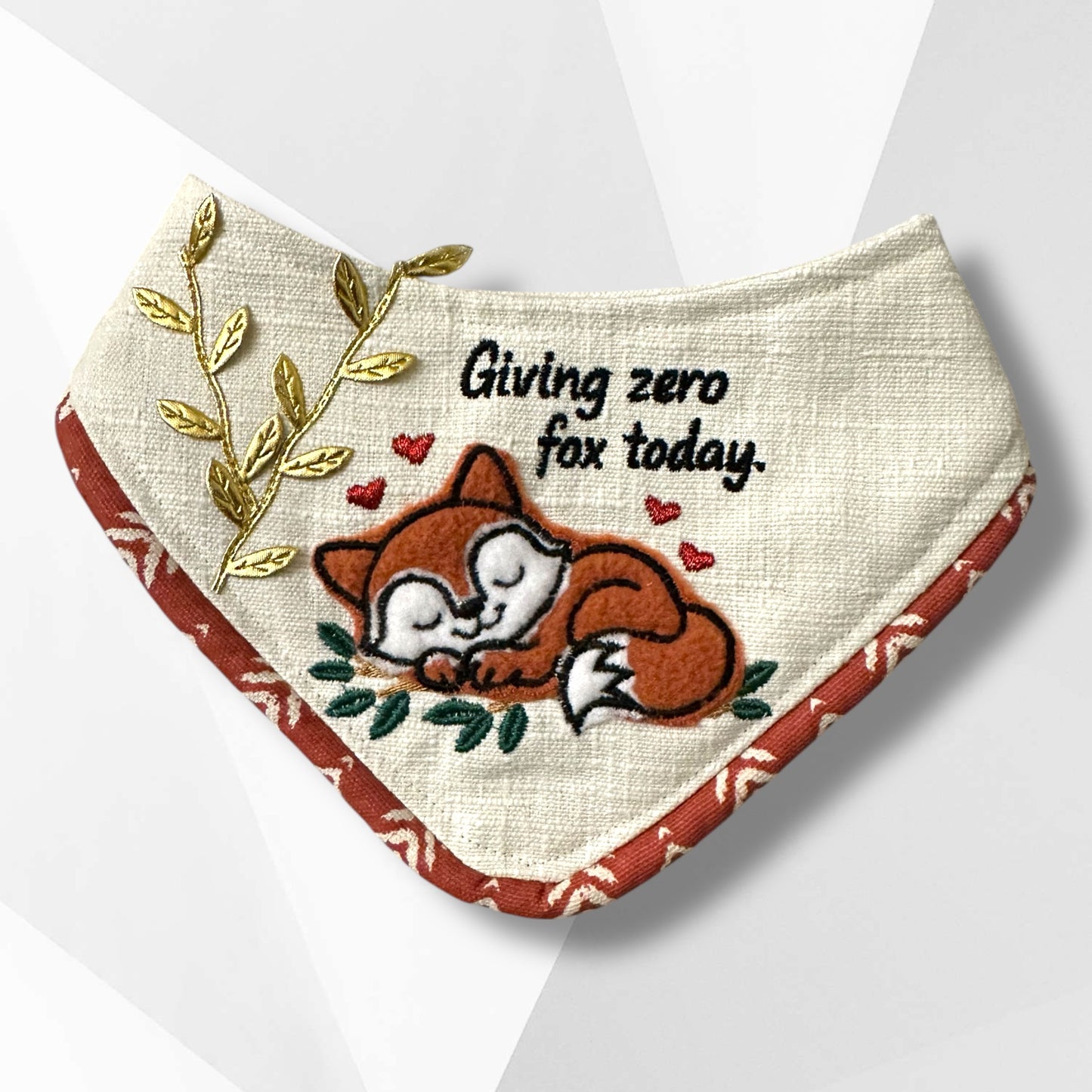 Giving Zero Fox Today Valentines Day Dog Bandanna / Luxury Fox Appliqué Dog Bandanna
