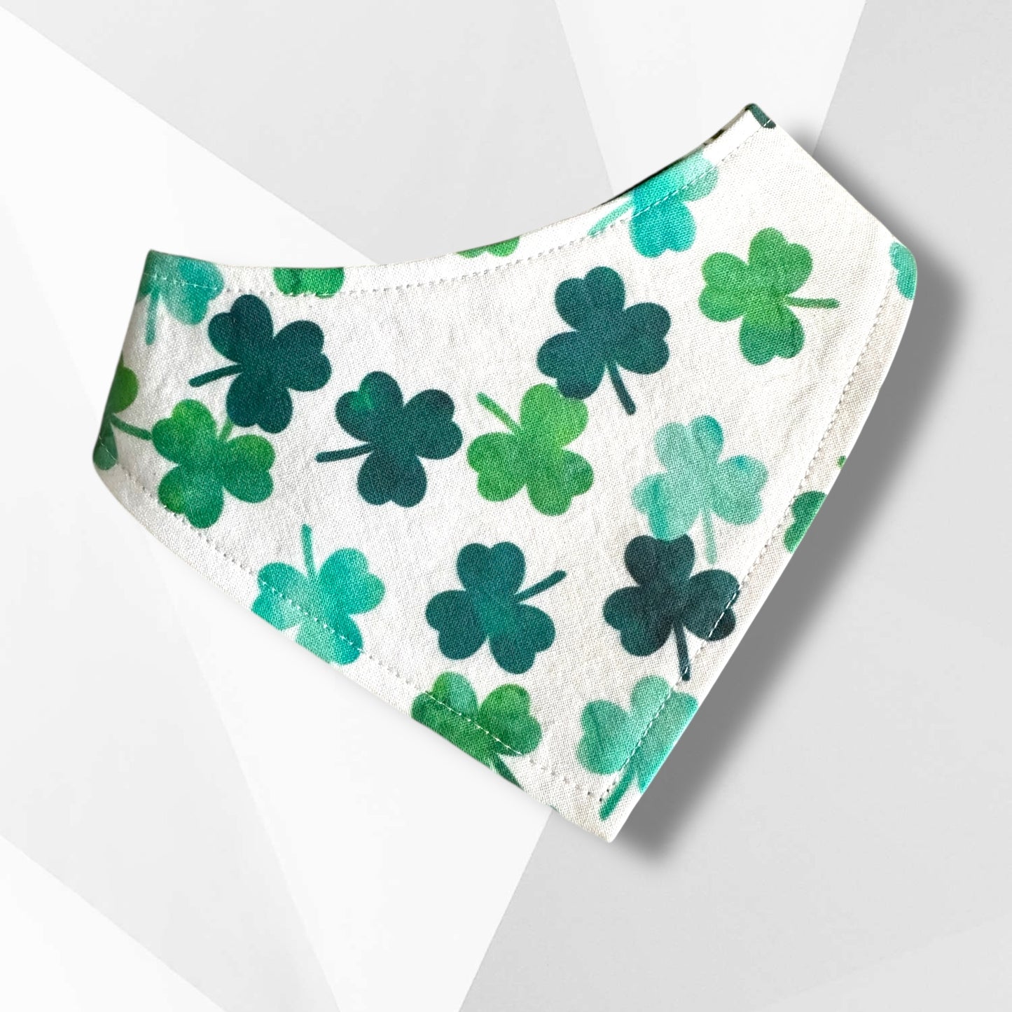 Luxury St. Patrick’s Day Dog Bandanna – Lucky Charm Gold Embroidered Reversible Shamrock Bandana