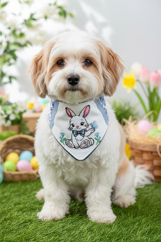 Luxury Spring Bunny Dog Bandana – Handmade Easter Rabbit Pet Bandana