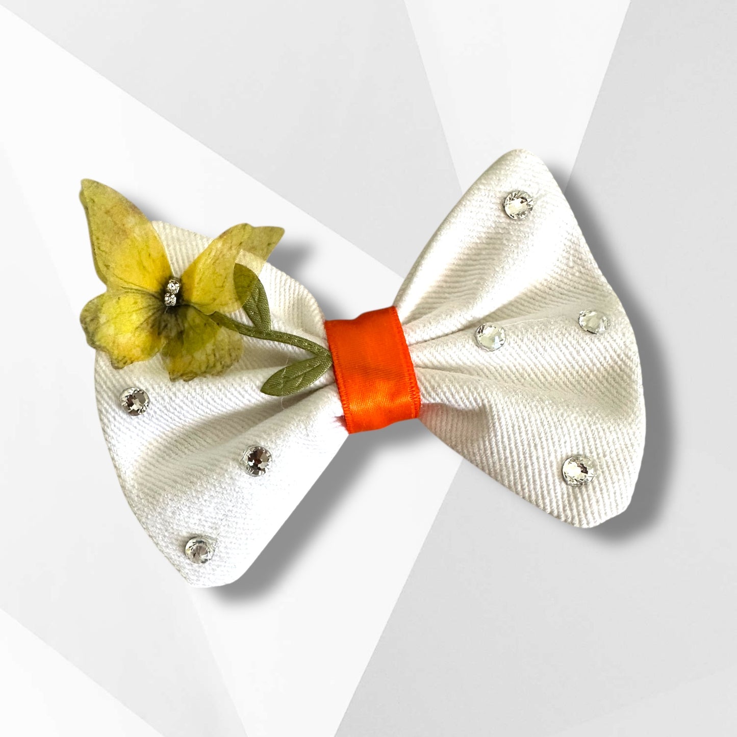 Luxury Butterfly Garden Dog Hair Bow – Handmade Rhinestone Silk Butterfly Matching Pet Bow