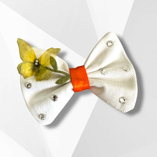 Luxury Butterfly Garden Dog Hair Bow – Handmade Rhinestone Silk Butterfly Matching Pet Bow