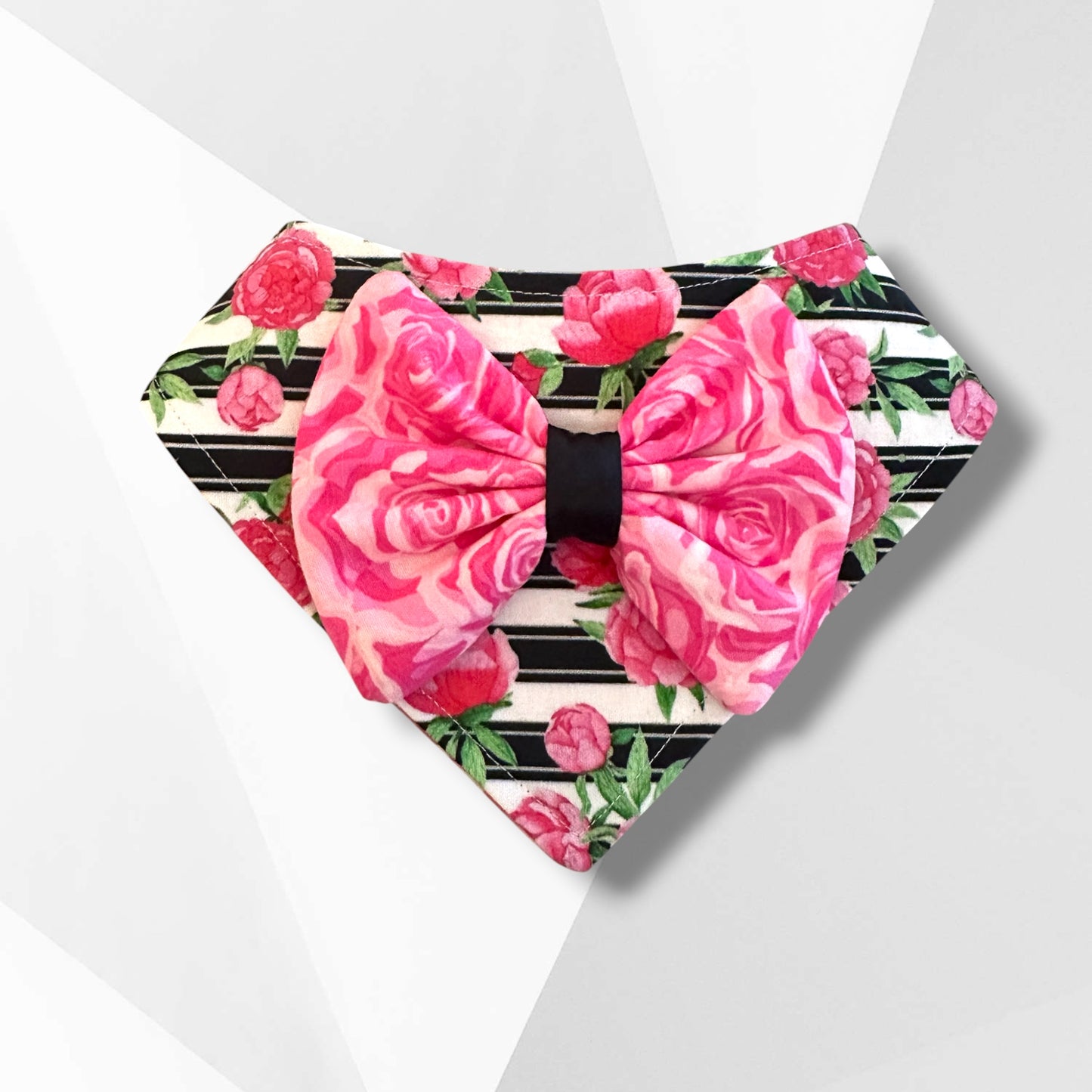 Mother’s Day Dog Bandana with Bowtie – Luxury Floral Dog Bandana, Handmade Cotton Pet Scarf, Gift for Dog Moms