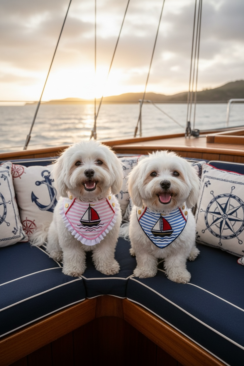 Luxury Sailboat Dog Bandana / Yacht Club Pup Collection