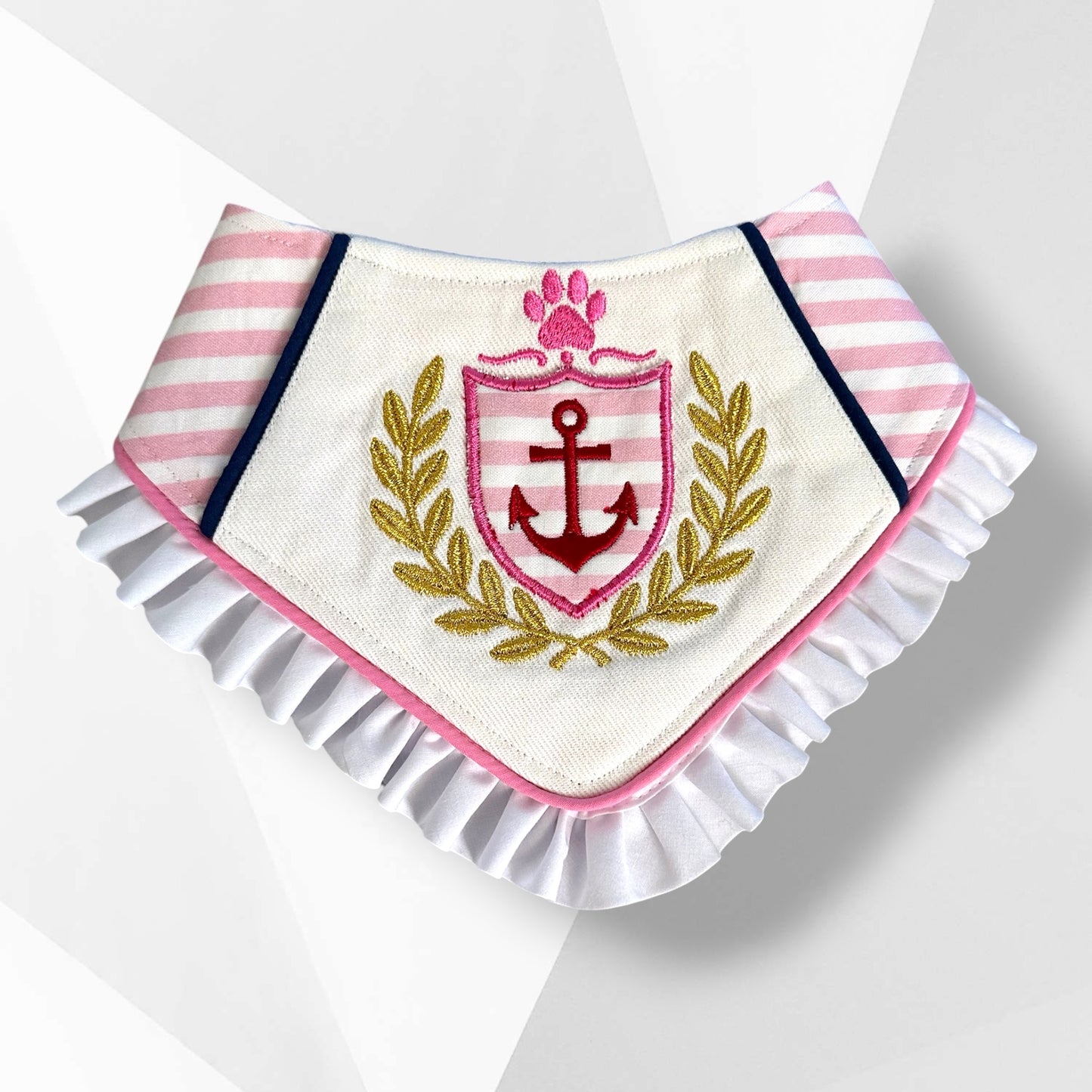 Luxury Nautical Crest Dog Bandana | Yacht Club Pup Collection