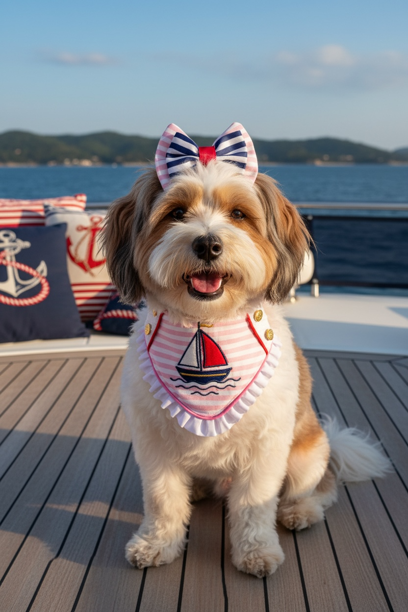 Luxury Nautical Dog Hair Bow | Yacht Club Pup Collection