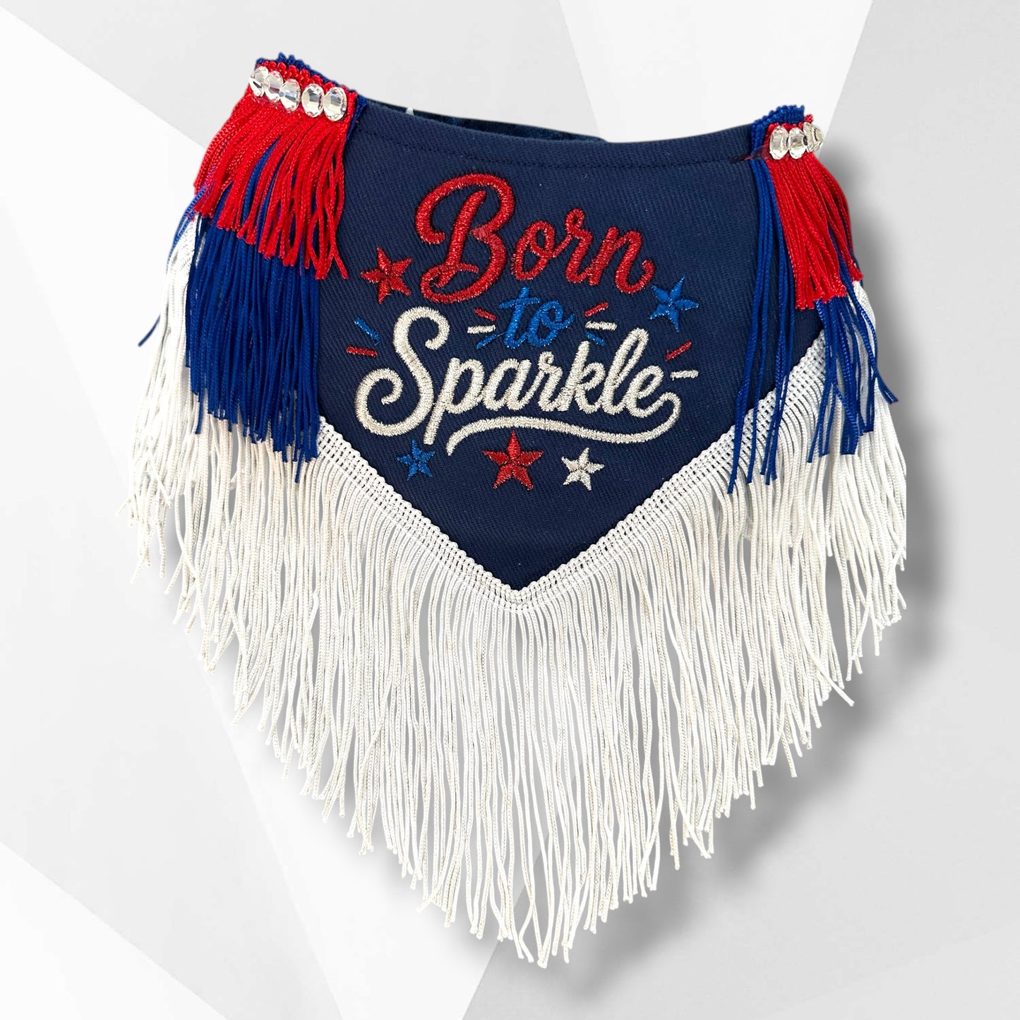Born to Sparkle – Luxury Fourth of July Fringe Dog Bandana