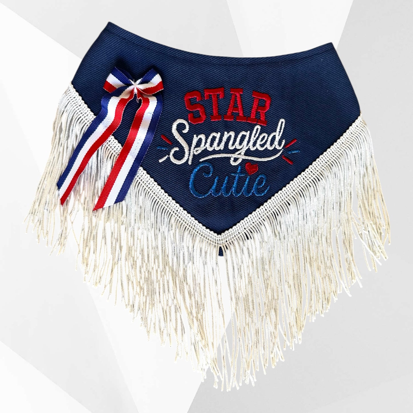 Star Spangled Cutie – Luxury Fourth of July Fringe Dog Bandana