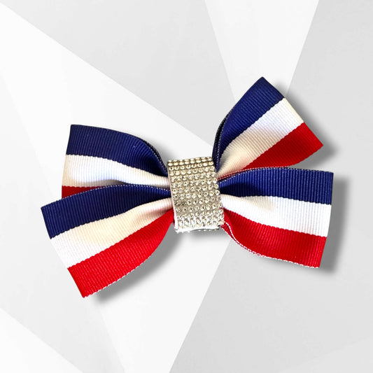 Luxury Fourth of July Hair Bow – Patriotic Rhinestone Bow