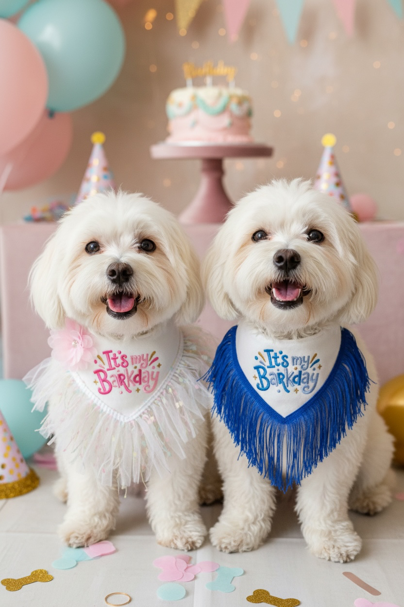 It’s My Barkday! Embroidered Couture Dog Bandanna