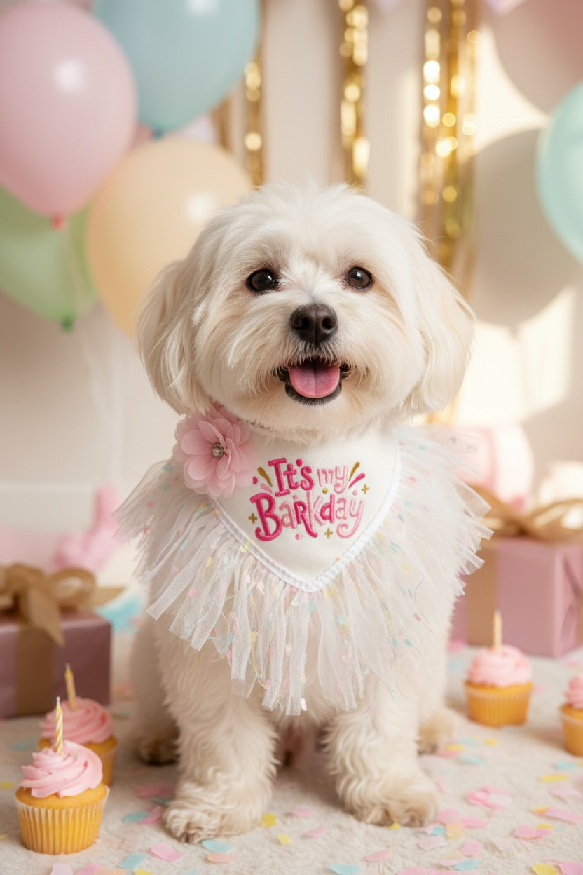 It’s My Barkday! Embroidered Couture Dog Bandanna