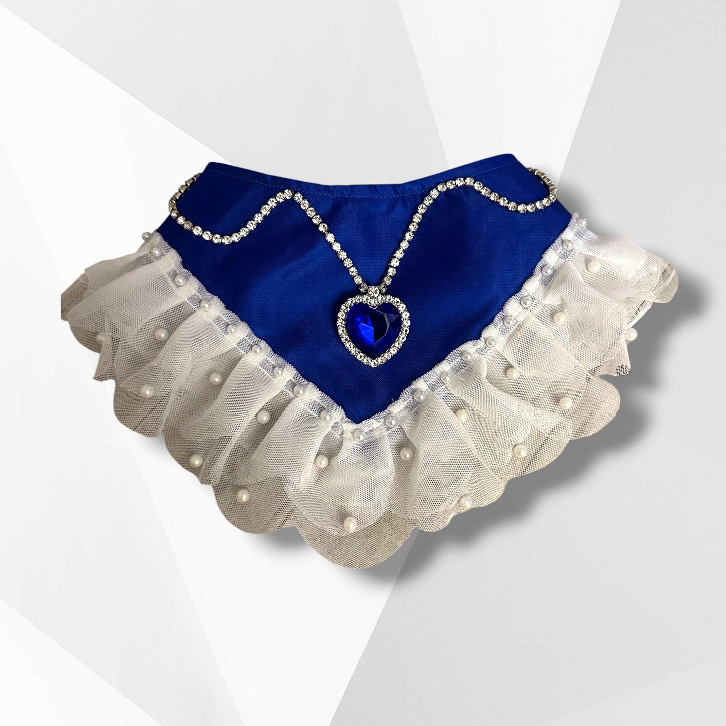 Titanic-Inspired Dog Bandana with Blue Heart Necklace | Luxury Dog Bandana